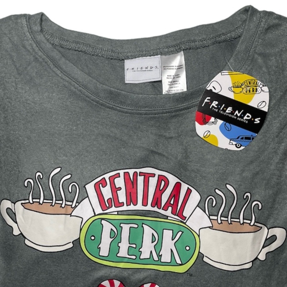 FRIENDS Sweater Womens Small Central Perk Grey Long Sleeve Lightweight Official